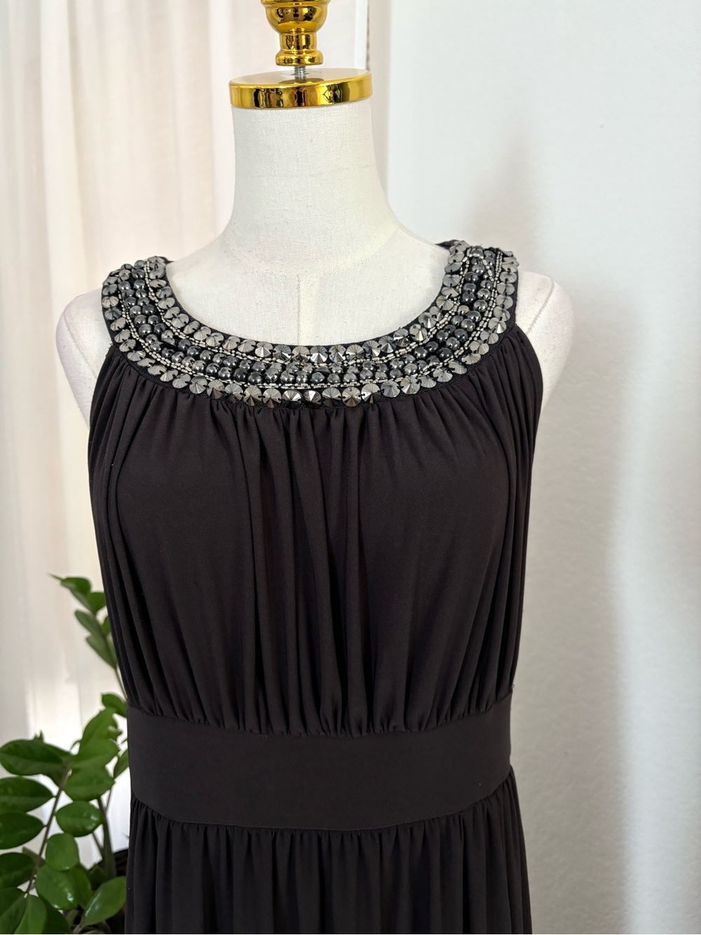 Haani Black Maxi Dress with Beaded Neckline - Picture 5 of 10